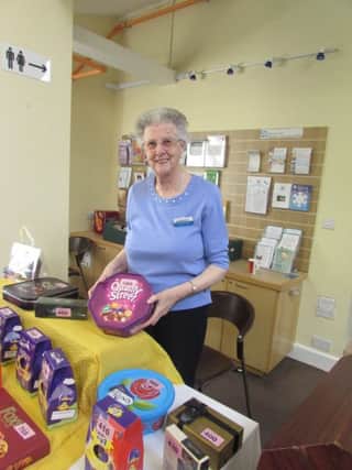 Margaret Martin of the Hastings and St Leonards Support Group on the chocolate tombola SUS-160604-125043001