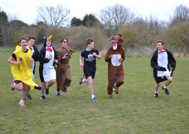Some students completed the five-mile fun run in fancy dress