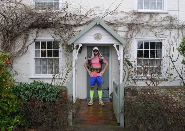 Jon Cassell in his running kit of the six-day Marathon Des Sables