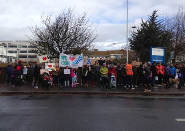 Parents support fourth round of junior doctor strikes outside Worthing Hospital