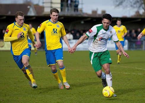 Action from Bognor v Burgess Hill Town. Picture by Tommy McMillan SUS-160331-152615001