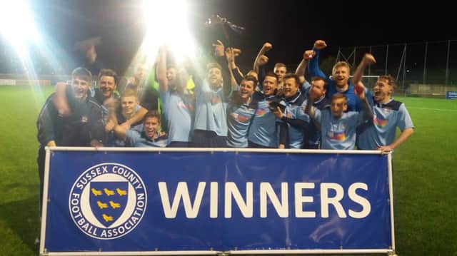 Sidley United celebrate winning the Sussex Bluefin Junior Cup