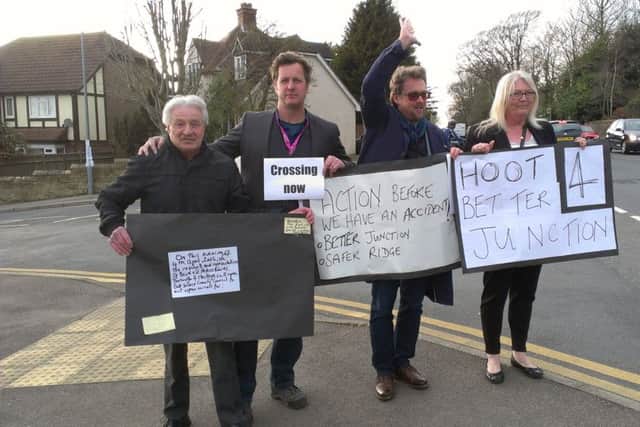 Labour councillors and protestors are calling for a roundabout at the junction of Elphinstone Road and The Ridge, Hastings SUS-160704-100832001