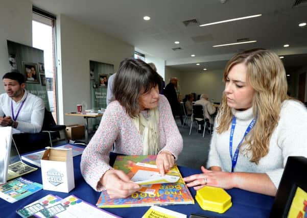 Margaret Guest, left, and Rebecca Robertson discussing dementia at an awareness event at the Grange Centre