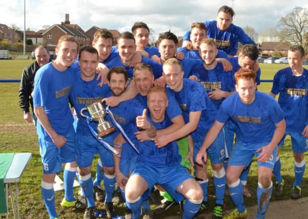 Haywards Heath Town are awarded SCFL Division 1 Trophy. Picture Grahame Lehkyj