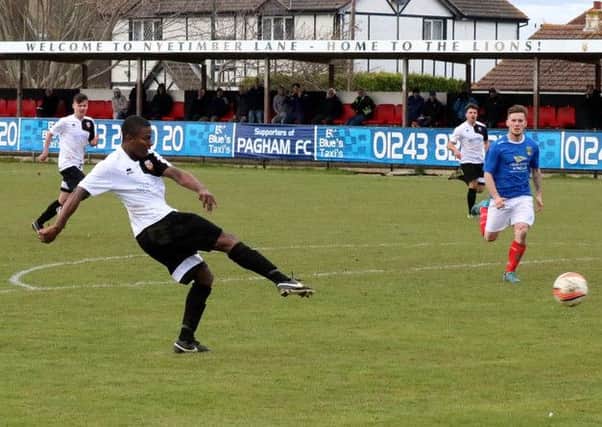 Terrell Lewis strikes the winner / Picture by Roger Smith