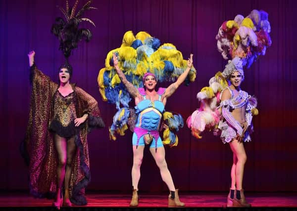 Duncan James (centre) stars in Priscilla, Queen of the Desert. Picture by Paul Coltas