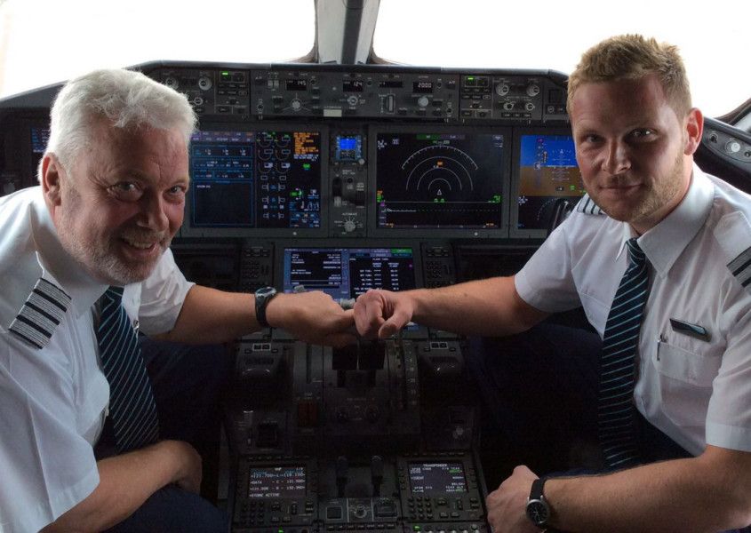 Father and son co-pilot first flight together to celebrate milestone