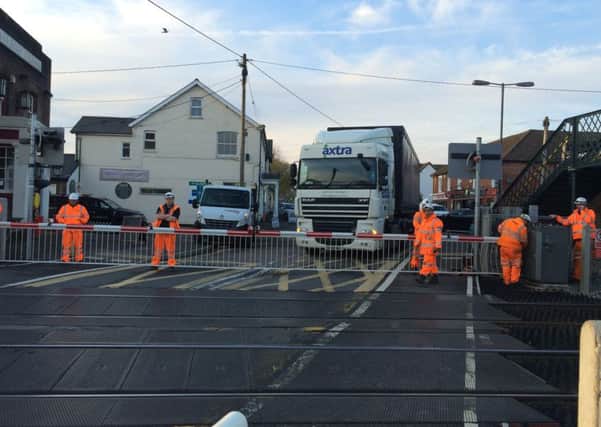 A lorry struck the barrier at the level crossing in Station Road, Billingshurst