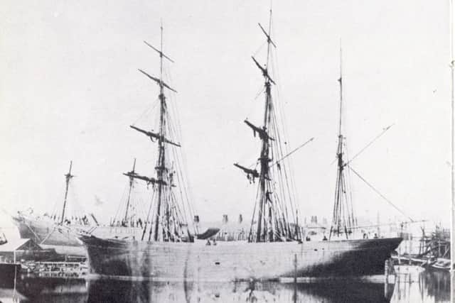 Ships in Shuttleworths Yard Albion Street, now Lady Bee Marina, c1865 SUS-150518-183750003