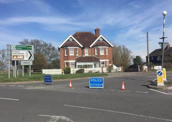 A crash involving two cars has closed Camber Road. Photo courtesy of Sussex Police