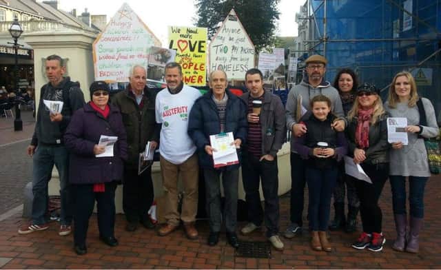 Eastbourne People's Assembly at a protest in the town centre.