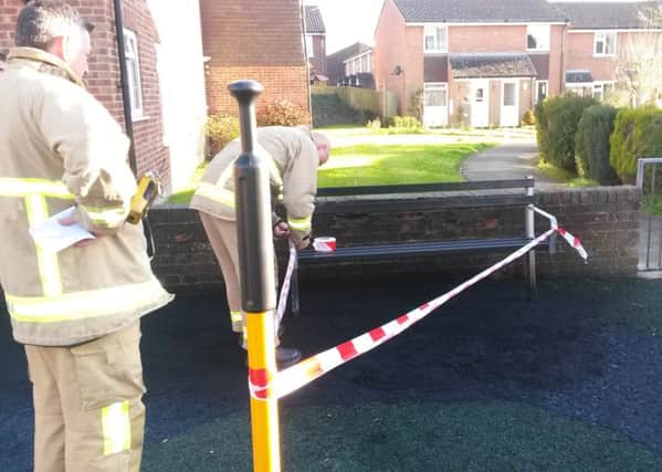 Firefighters at the scene of the fire in Englefield playground.