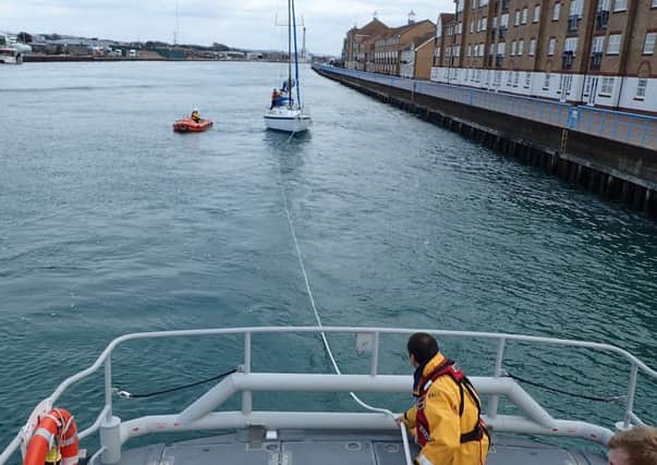 Lifeboats go to help broken-down yacht in Shoreham Harbour on Sunday, April 25, 2016