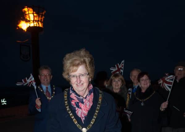 Littlehampton Town Council arranged a beacon lighting event for the Queen's 90th Birthday. Picture: Scott Ramsey