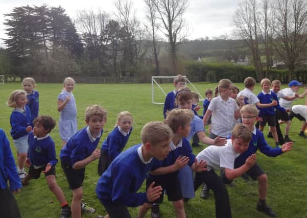 Amberley pupils during their morning mile