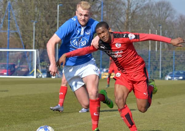 Jack Whatmough in behind-closed-doors action for Pompey against Crawley earlier this season Picture: Colin Farmery