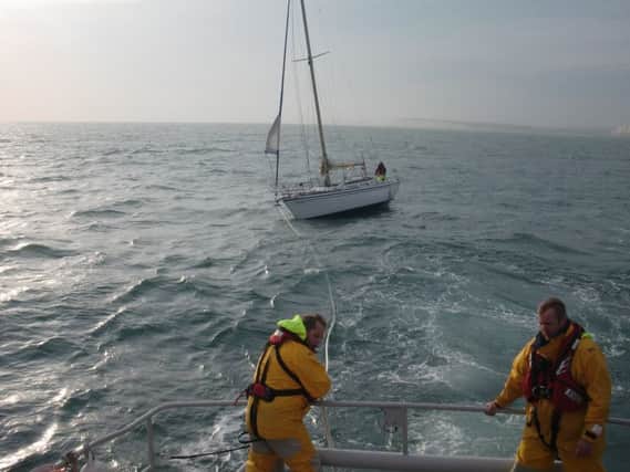 Lifeboat crews towed the stranded yacht back to Sovereign Harbour SUS-160422-105932001