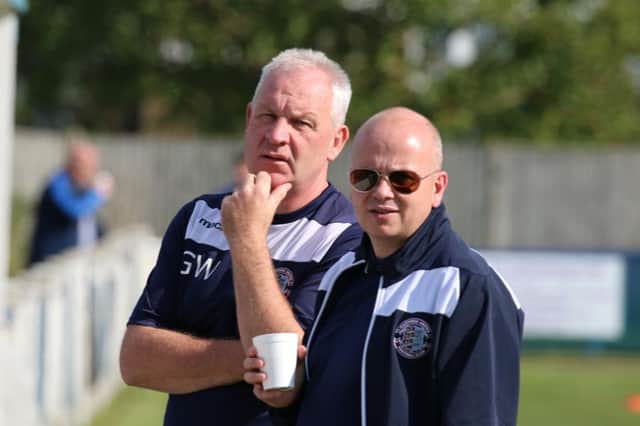 Garry Wilson (left) and Danny Bloor have stepped down as manager and assistant manager of Hastings United Football Club. Picture courtesy Joe Knight
