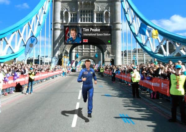 Tim Peake's London Marathon avatar. SUS-160422-152527001