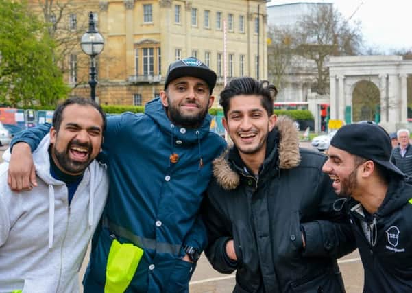 Young Crawley Muslims were among those taking part in  the Ahmadiyya Muslim Youth Association (AMYA) held its annual 'Mercy for Mankind' Charity Challenge on Saturday 16th April in Hyde Park, London. Second from the right Basil Ahmedi and  Anjum Ahmedi far left - picture submitted by AMYA