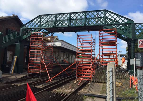 The footbridge at Lancing station has now been put back in place.