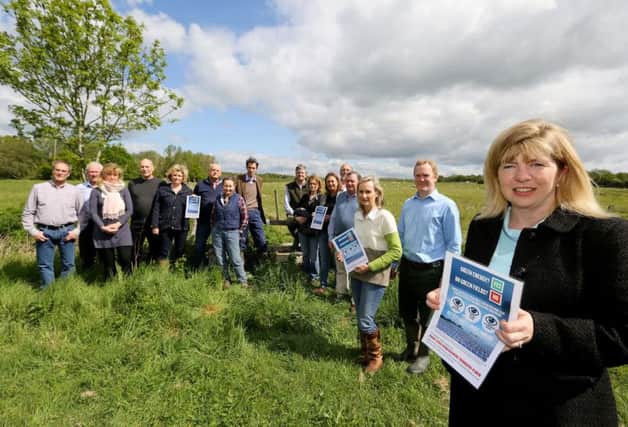 Maria Caulfield MP for Lewes, East Sussex joins the the 'Stop Industrialising Tomkins Farm' protest group against the planned solar power farm. SUS-150618-091443001