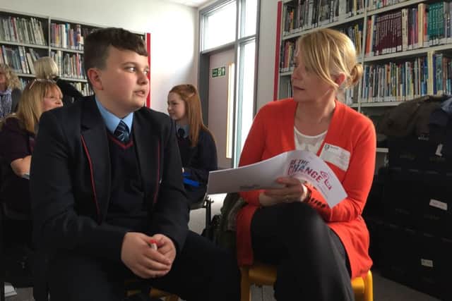 Business volunteer Sue Monopoli with one of the Bexhill Academy students