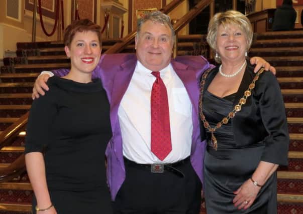 Jade Rolph, corporate fundraising manager at Alzheimers Research UK, Russell Grant, and Foresters high chief ranger Linda Levett. SUS-160429-103823001