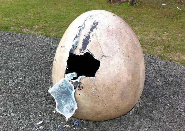The damaged egg at Dinosaur Island in Southwater