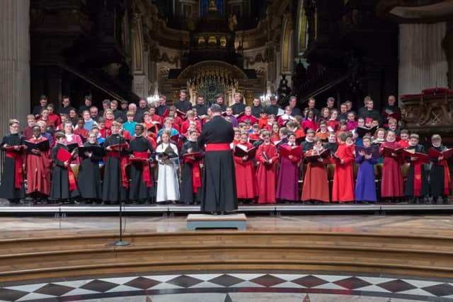 Choristers from over 60 cathedrals performing at St Paul's Cathedral on Wednesday, April 27