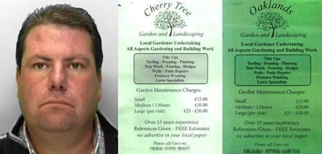 Wanted person Gary Smith and examples of leaflets he is believed to use. Picture: Sussex Police