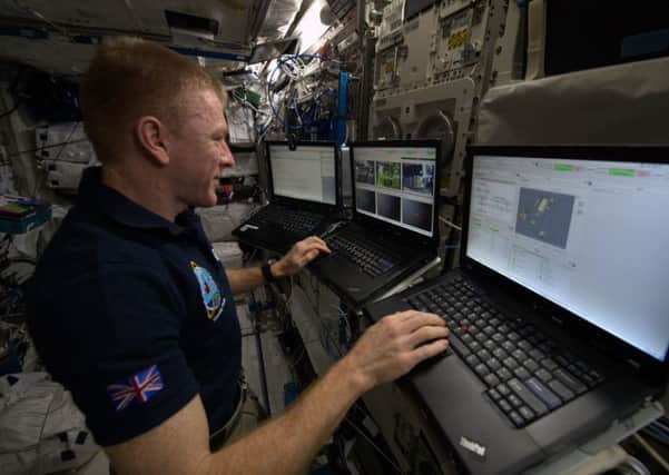 Tim Peake at the rover-control workstation in ESA's Columbus science module on board the ISS. Credit: ESA/NASA