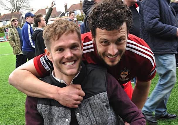 George Dowell celebrates promotion with joint boss Gary Elphick
