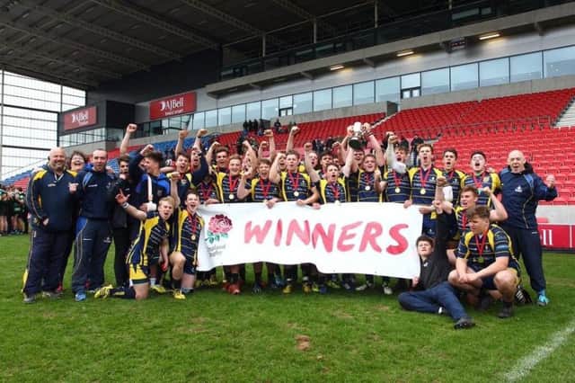 Worthing Rugby Club's under-17 team celebrate winning the National Cup
