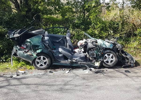 Two car crash in Bostal Road, Steyning