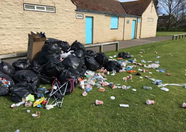The bags of rubbish on the King George V Playing Fields in Felpham