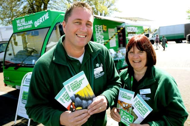 Macmillan Cancer SupportÂ’s mobile service at Chichester Wednesday Market, Cattle Market Car Park, Market Road. Phil Warner (Macmillan facilities officer) and Elaine Perry (Macmillan cancer information nurse) Phil Warner Macmillan facilities officer. Pic Steve Robards  SR1612638