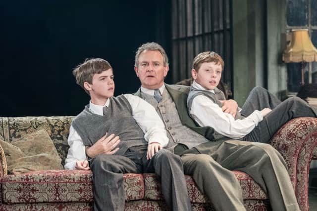 Alfie Scott, Hugh Bonneville and Jack Taylor in Chichester Festival Theatre's AN ENEMY OF THE PEOPLE. Photo by Manuel Harlan