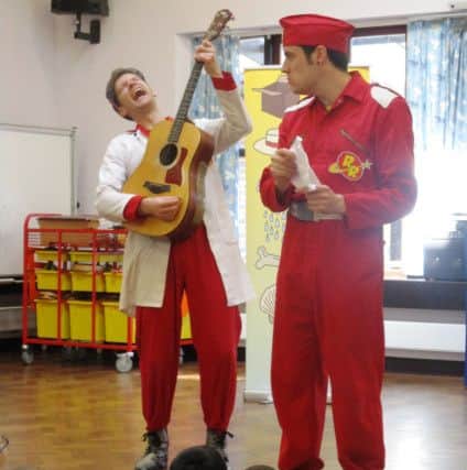 Joe Chambers as First Officer Ditty and Andrew Crawford as Professor Poet at Springfield Infant School and Nursery