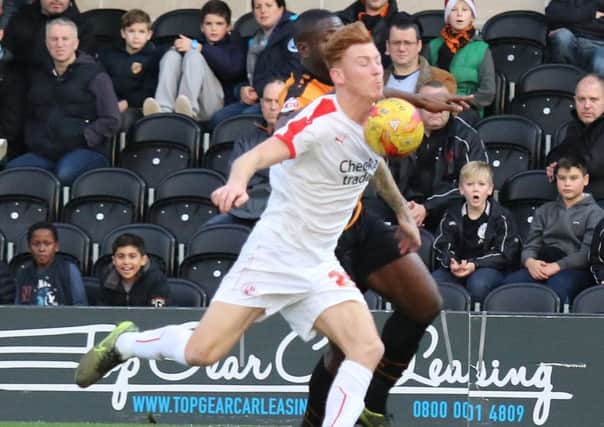 Josh Yorwerth in action for Crawley Town against Barnet earlier in the season. Picture by Len Kerswill