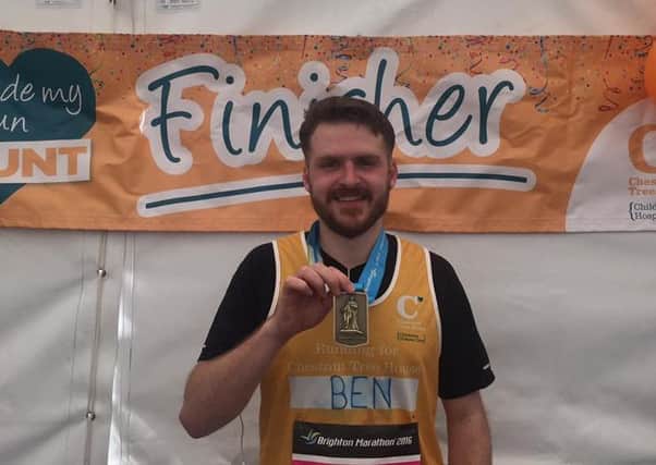 Air Partner employee Ben Cupidi after he ran the Brighton Marathon for Chestnut Tree House in a time of 4hours 42minutes, raising over ?950 - picture submitted by Air Partner 6XfRtoUxxUy6sHLc5OK5
