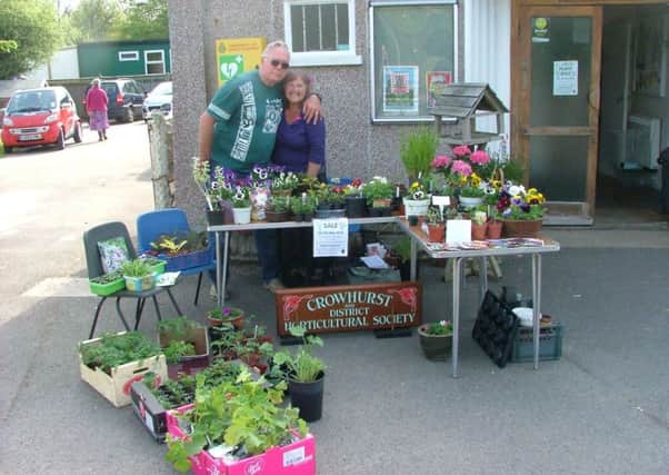 Crowhurst and District Horticultural Society Chairman Mary Boorman and member Bob Clifford who  donated many plants to the society's plant sale SUS-161005-095917001