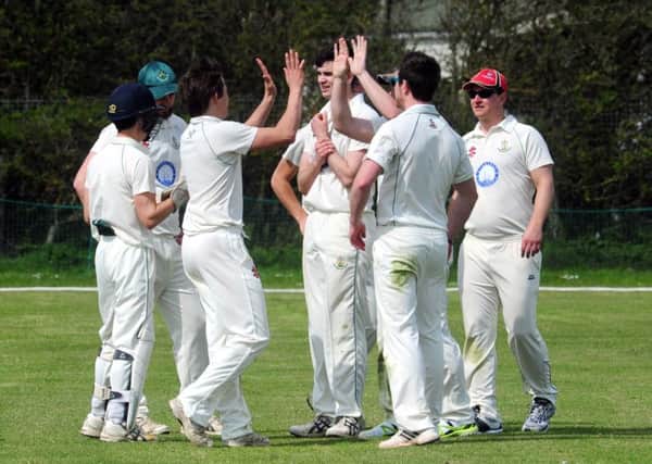 West Wittering celebrate a wicket v Scaynes Hill / Picture by Kate Shemilt
