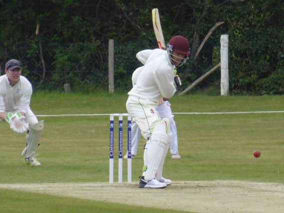 Joel Bruun on his way to a half-century for Crowhurst Park against Chichester Priory Park on Saturday. Picture by Simon Newstead (SUS-160805-115056002)