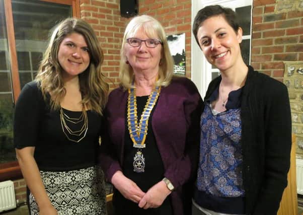 Katie De Rosa (left) and Nikki Ostrand (right) with West Worthing Rotary president Sue Virgo