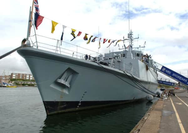 HMS Shoreham at Shoreham harbour on a previous visit in 2010.