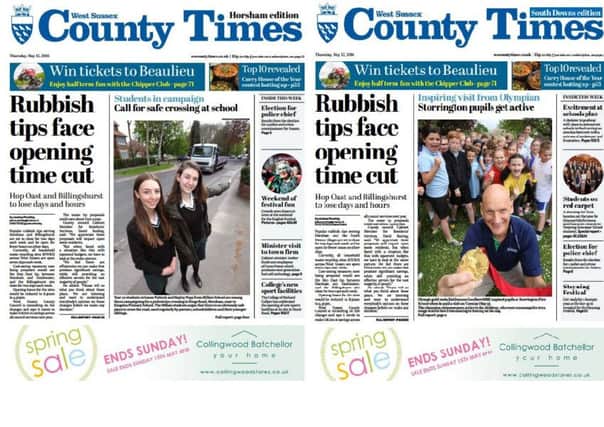 Front pages of the County Times (Thursday May 12 edition).