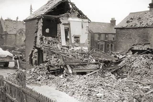 Bomb damage in Crawley, February 1943 SUS-141203-171057001