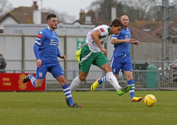 Craig Robson in action against Needham Market / Picture by Tim Hale